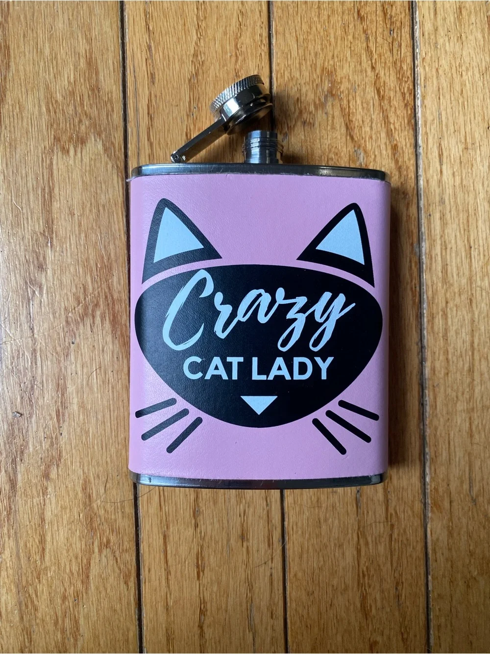 Francesca's Collections Pink 'Crazy Cat Lady' Cat Face Flask